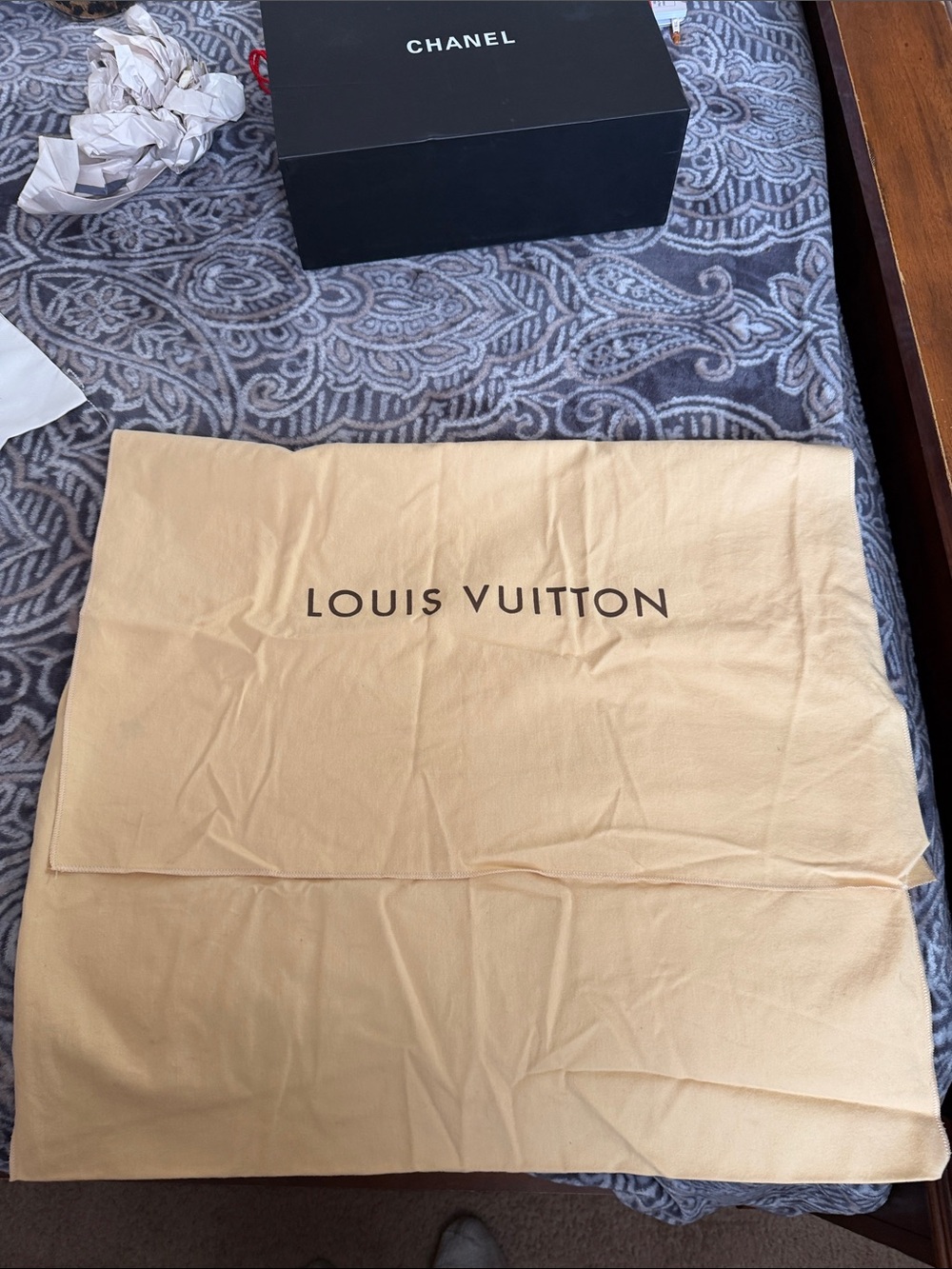Louis Vuitton Tan Logo Dust Bag